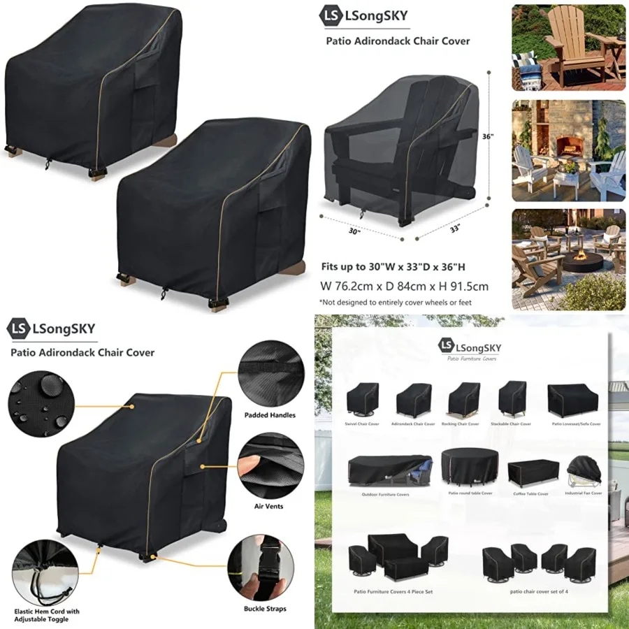 

Patio Adirondack Chair Cover 2 Pack, Waterproof Heavy Duty Outdoor Chair Covers, Patio Adirondack Chair Cover for Outdoor Chair