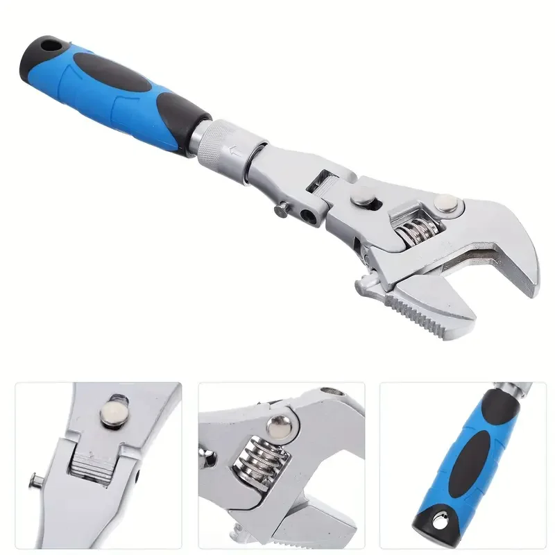 Ratchet Adjustable 10 Inch Wrench 5-In-1 Torque Wrench 180 Degree Folding Shaking Head Ratchet Wrench Household Repair Tools