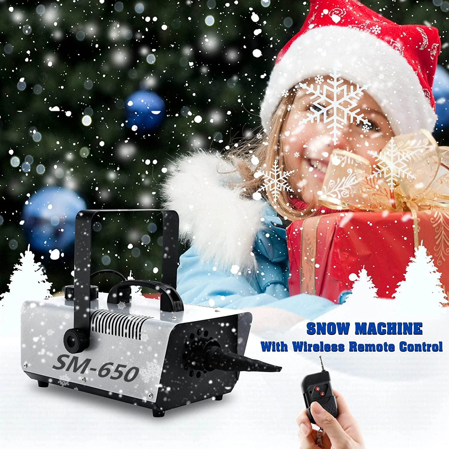 Snow Machine /Fog Machine, Snow Making Machine Snowflake Maker for Christmas Wedding Kids Party Stage Effect with Remote Control