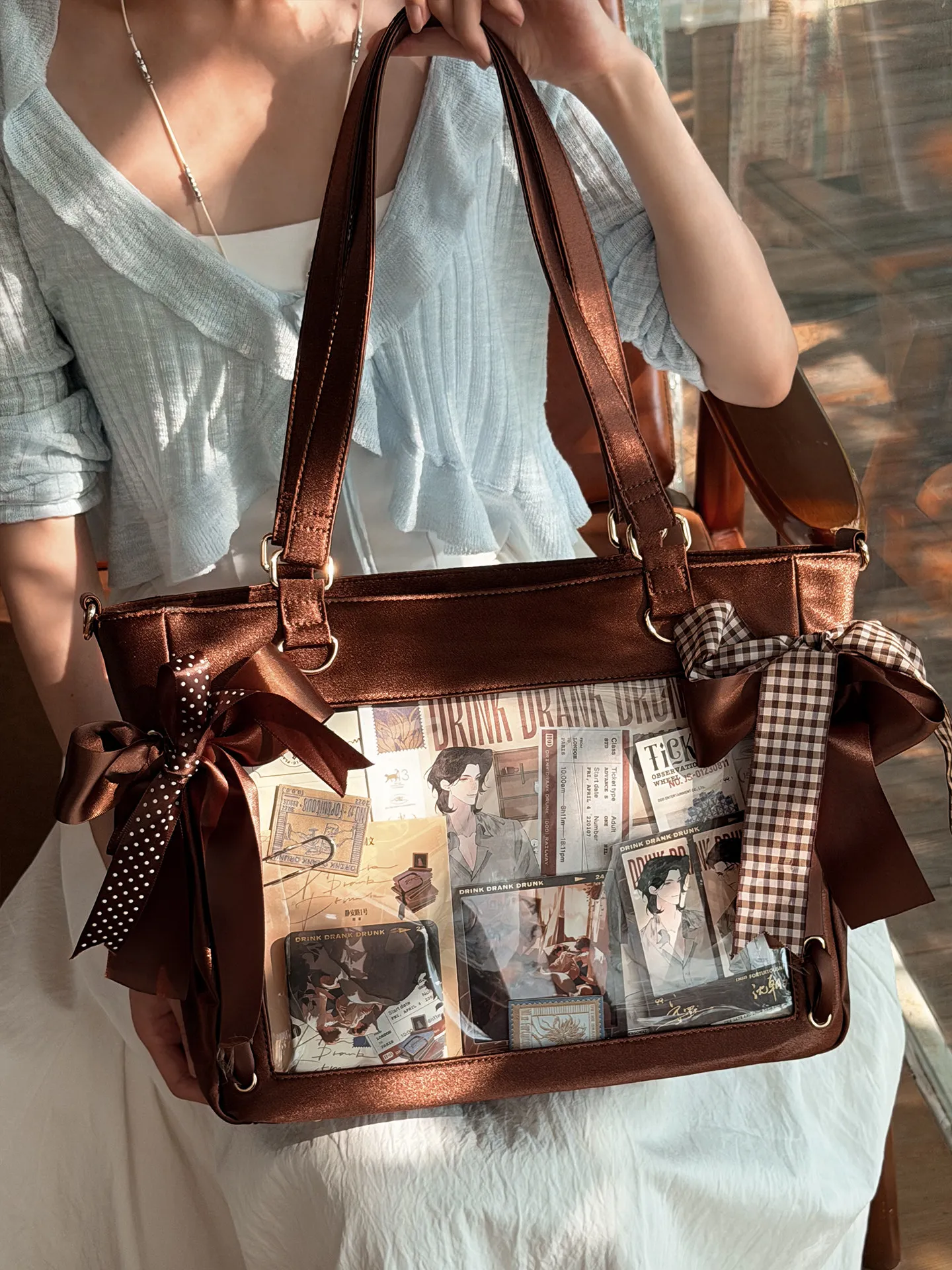 Japanese Original Lta Bag Big Food Go Out Shoulder Bags Female Star Chasing Two-dimensional Satin Lolita Tote Bags for Women