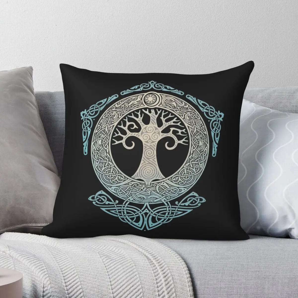 YGGDRASIL.TREE OF LIFE Square Pillowcase Polyester Linen Velvet Printed Zip Decor Car Cushion Case 18