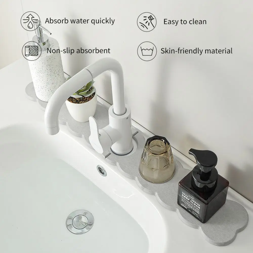 Super Absorbent Faucet Mat Diatom Mud Reusable Diatomite Stone Tray Non-Slip Fast Drying Faucet Splash Guard Washstand