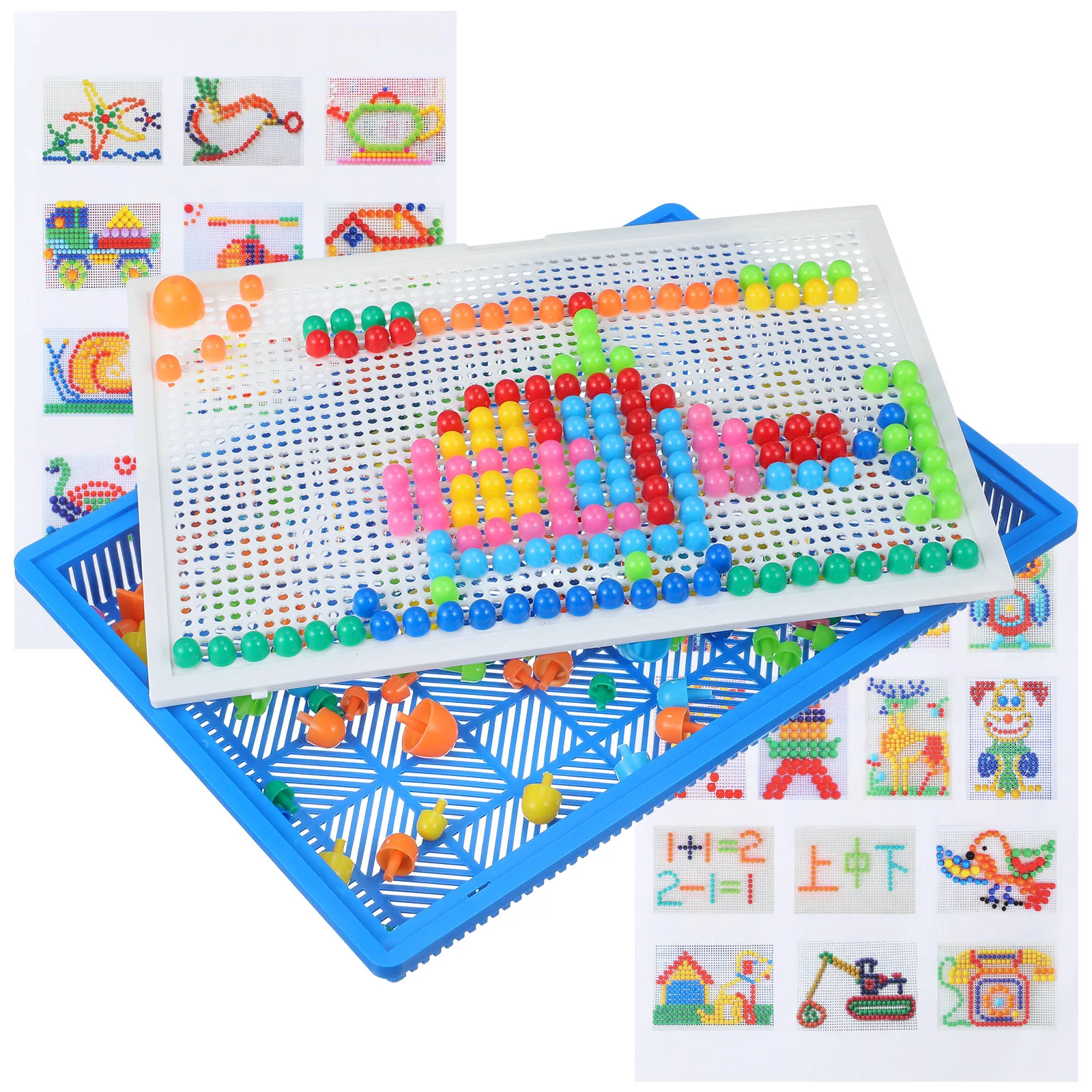 

296Pcs Mushroom Nails Creative Mosaic Pegboard Educational Set Preschool Learning DIY Hand Motor Skills Imagination Logic