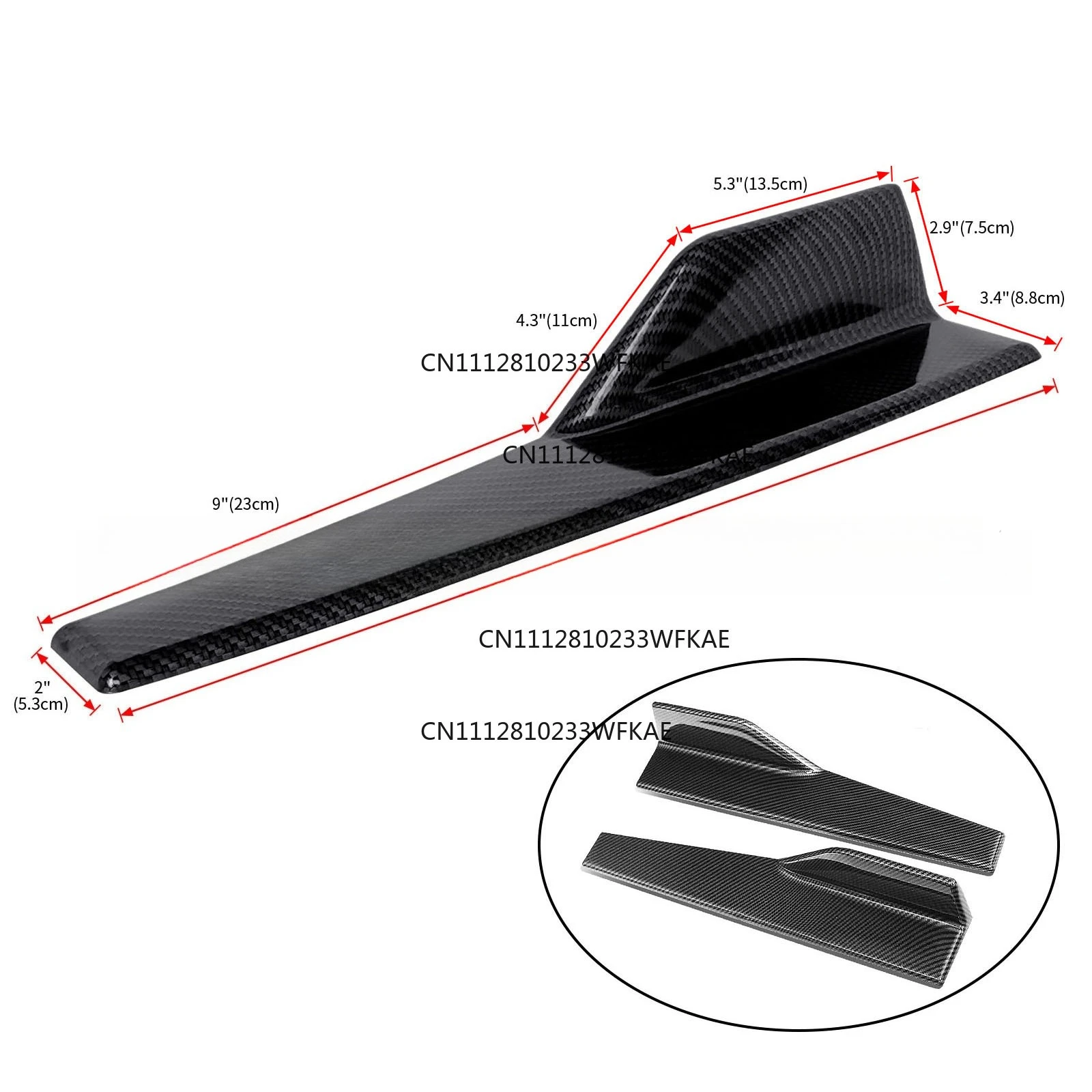 General Motors Side Skirt 45cm Set is suitable for car side skirt baffle modification parts bright black sub-black carbon fiber