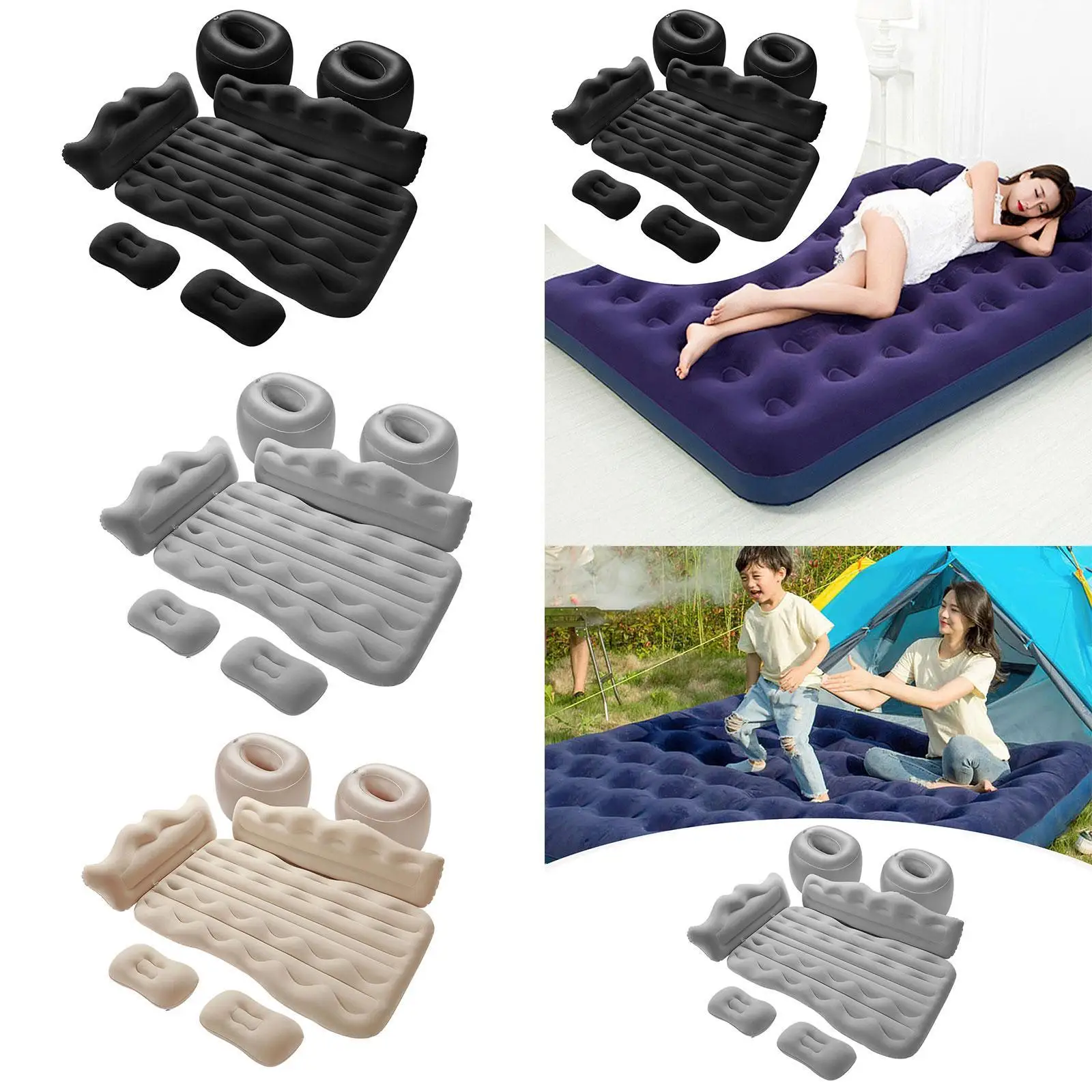 Portable Car Inflatable Air Mattress Universal 130x73cm Multipurpose Back Seat Camping Bed for Guest Bedrooms Waterproof