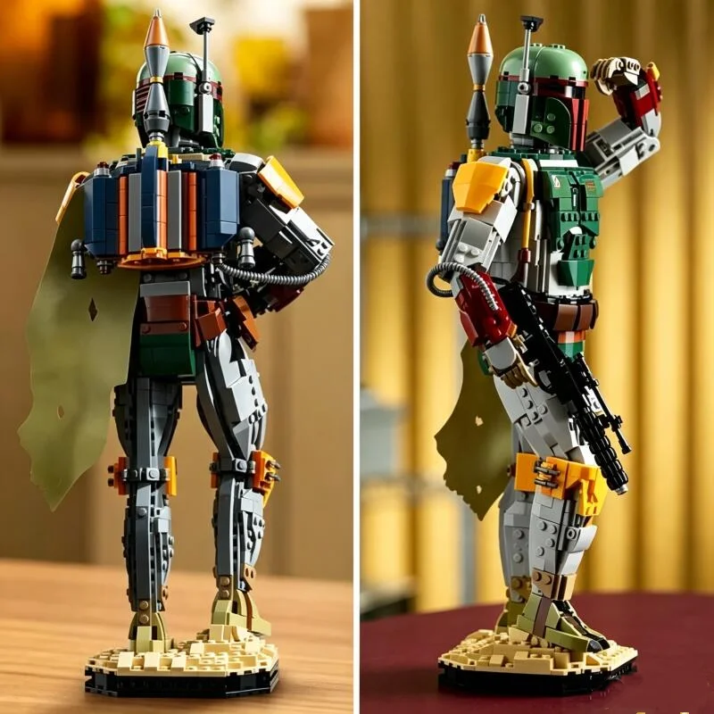 1544pcs Armored Bounty Hunter Building Blocks Figure, With Jet pack Accessories, Adult Collectible Ornament, Desktop Model