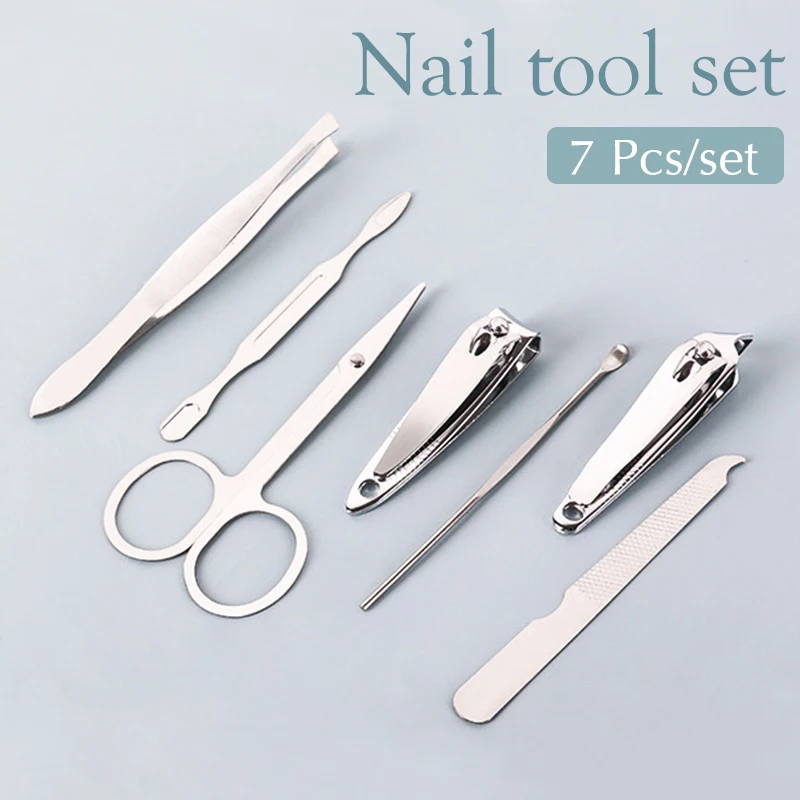 

7Pcs/Set Nail Scissor Set Stainless Steel Clippers Pedicure Beauty Manicure Implement Pedicure Nail Scissors Tool Manicure Kits