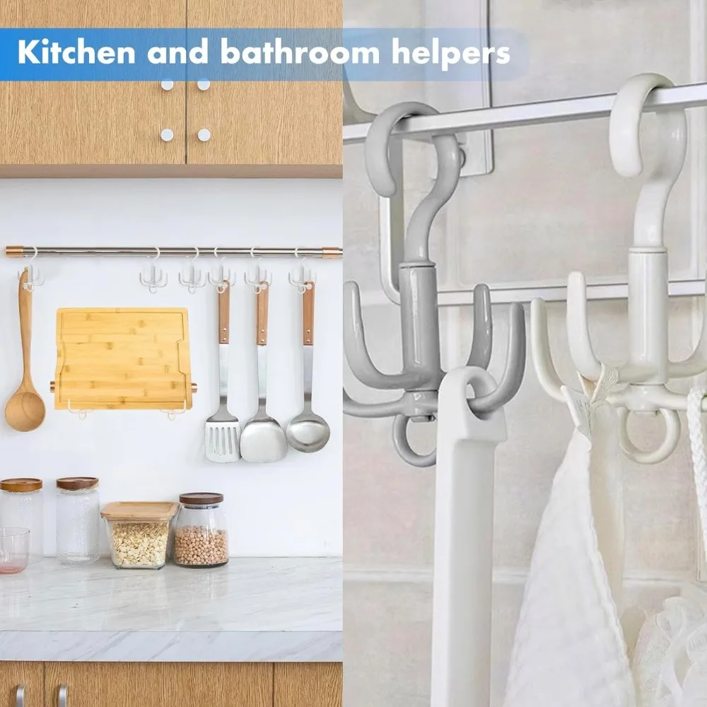 شماعة حزام رمادية 4 قطع، شماعة ربط، منظم حزام للخزانة، 360 درجة ° منظمات خزانة قابلة للدوران، موفرة للمساحة، تخزين-جديدة #5