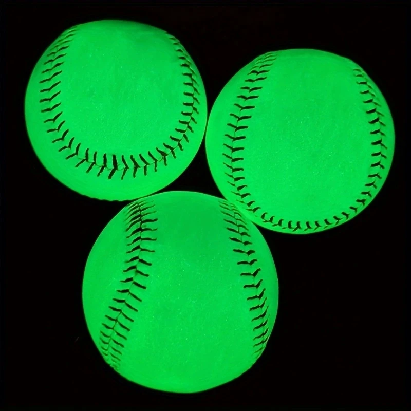 9 Inch PVC Luminous Baseball, Glow in The Dark Soft Cork Core Baseball for Night Training