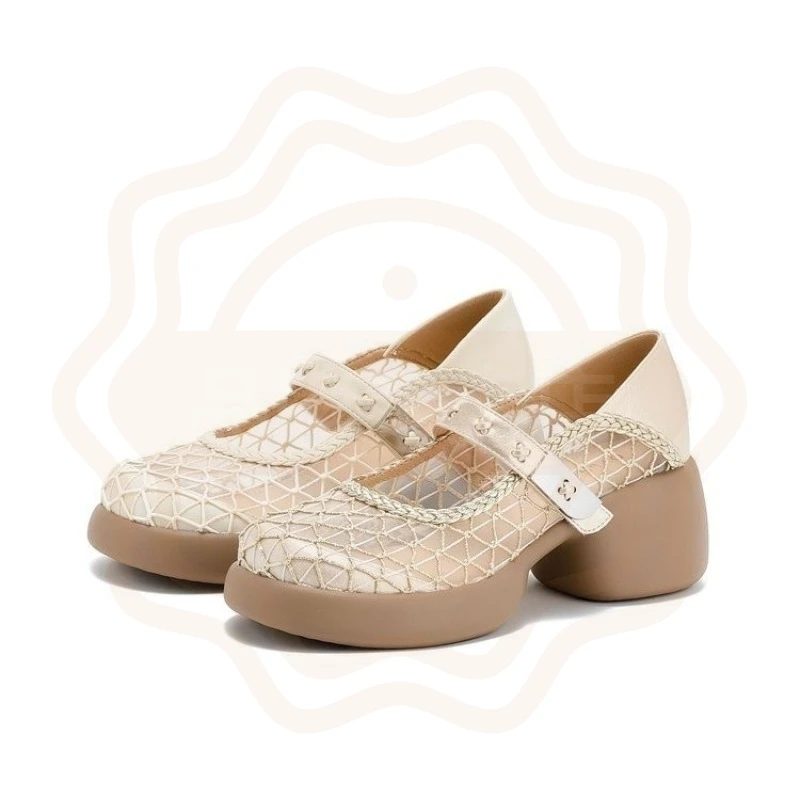 New Womens Mary Jane Shoes Exquisite Air Mesh Sandals for Woman Comfortable Vacation Casual Shoe Designer Shoes Zapatos De Mujer