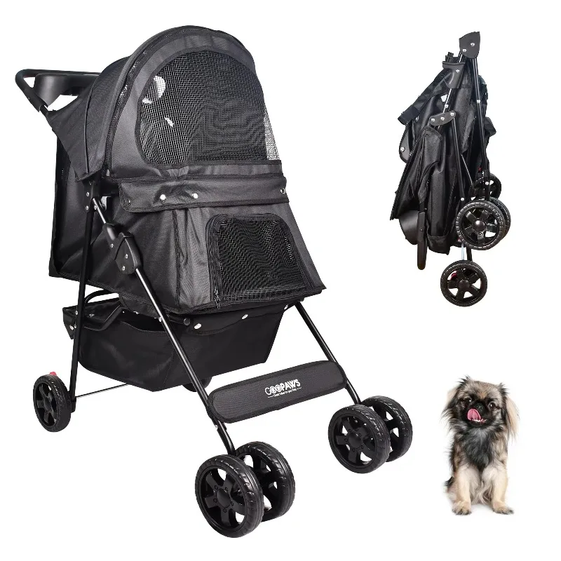 4 Wheels Multi-Purpose Pet Trolley Foldable Promenade Pet Stroller Puppy Cat