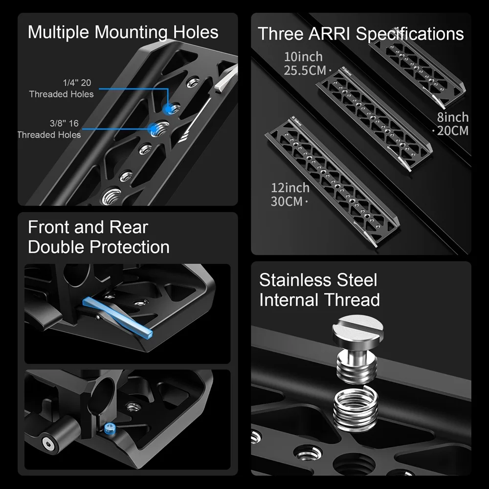 Selens ARRI Dovetail Plate Aluminum Alloy With 1/4’’-20 And 3/8’’-16 Threaded Holes Dovetail Plate DSLR Photography Accessories