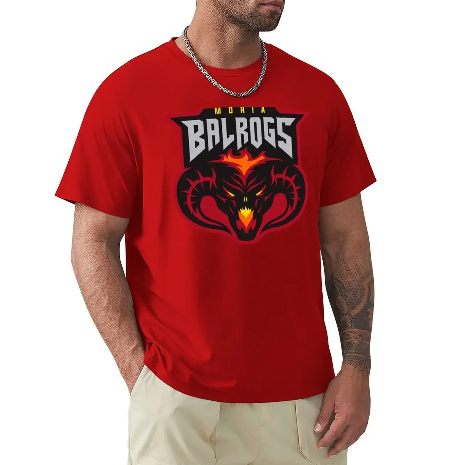 Moria Balrogs Team Logo T-Shirt oversized sports fans funnys summer tops men graphic t shirts Short Sleeve printing Cartoon