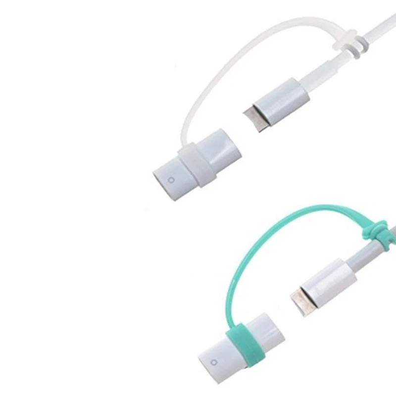 2Pcs Anti Lost Protective Cover For USB Adaper Silicone Type-C Micro USB Adapters Anti-lost Case Phone Adapter Holder Strap
