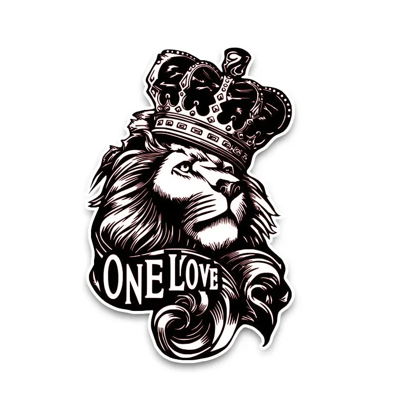 10cm*15cm One Love Lion Crown PVC High Quality Animal Car Sticker Reflective Decal Sunscreen Waterproof for BMW Mercedes