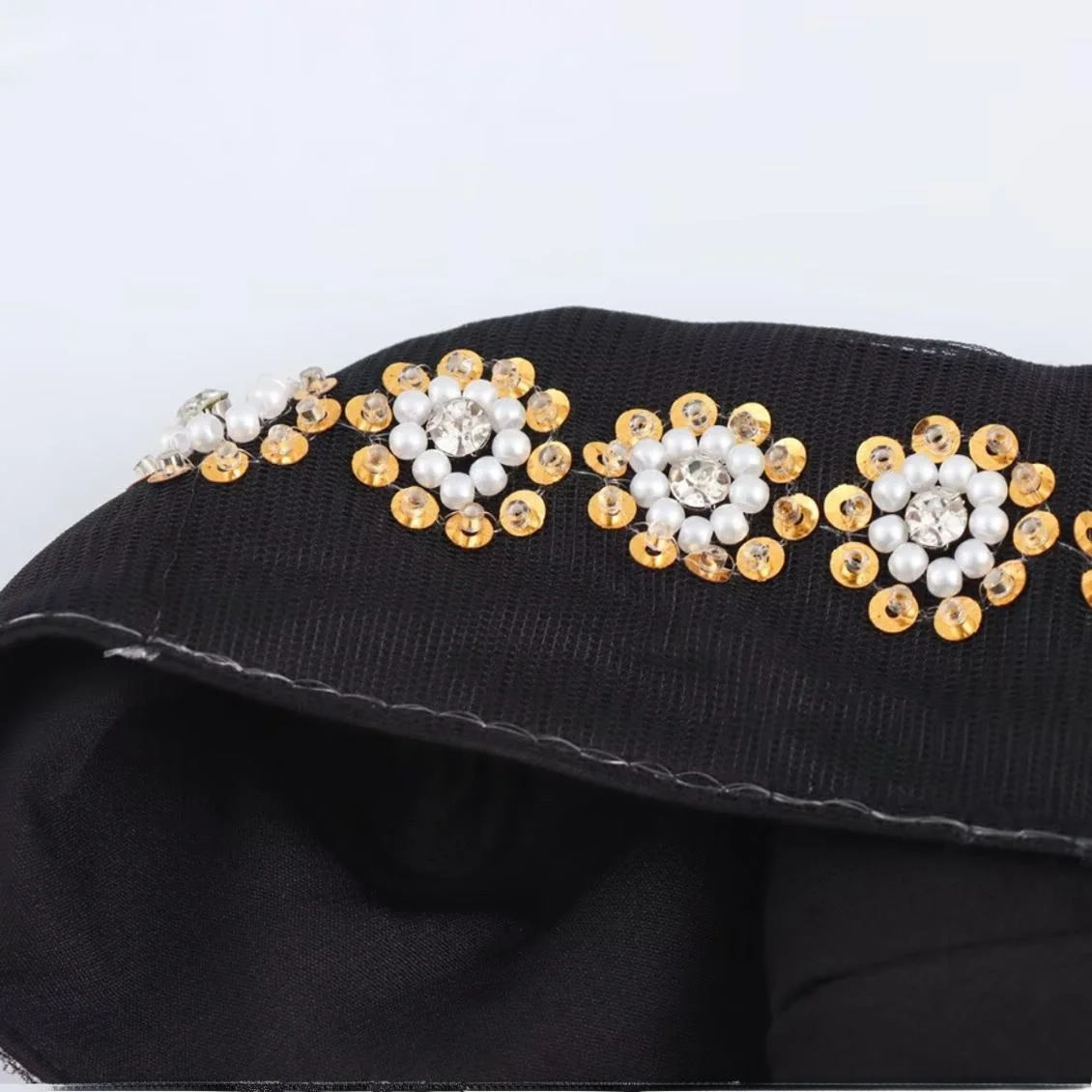 Ele JNLEAOG Women's Faion Design One-oulder Beaded Dr Long Skirt High Waist Polyester Fiber Summer Casual Zipper