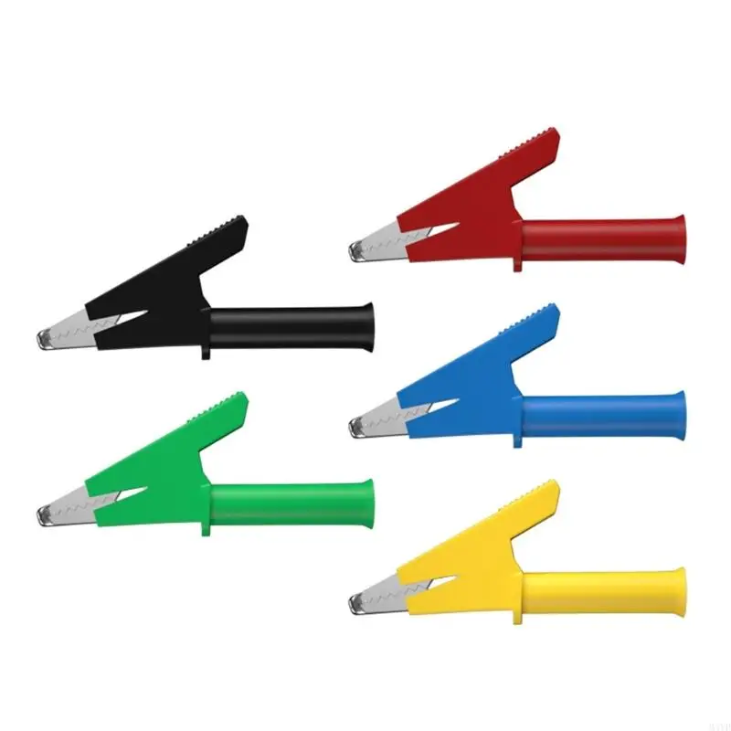 Insulated Test Clips Pack of 5 with Metal Contact Ends for Battery Service, Electrical Review, and Temporary Wire Use M4YD