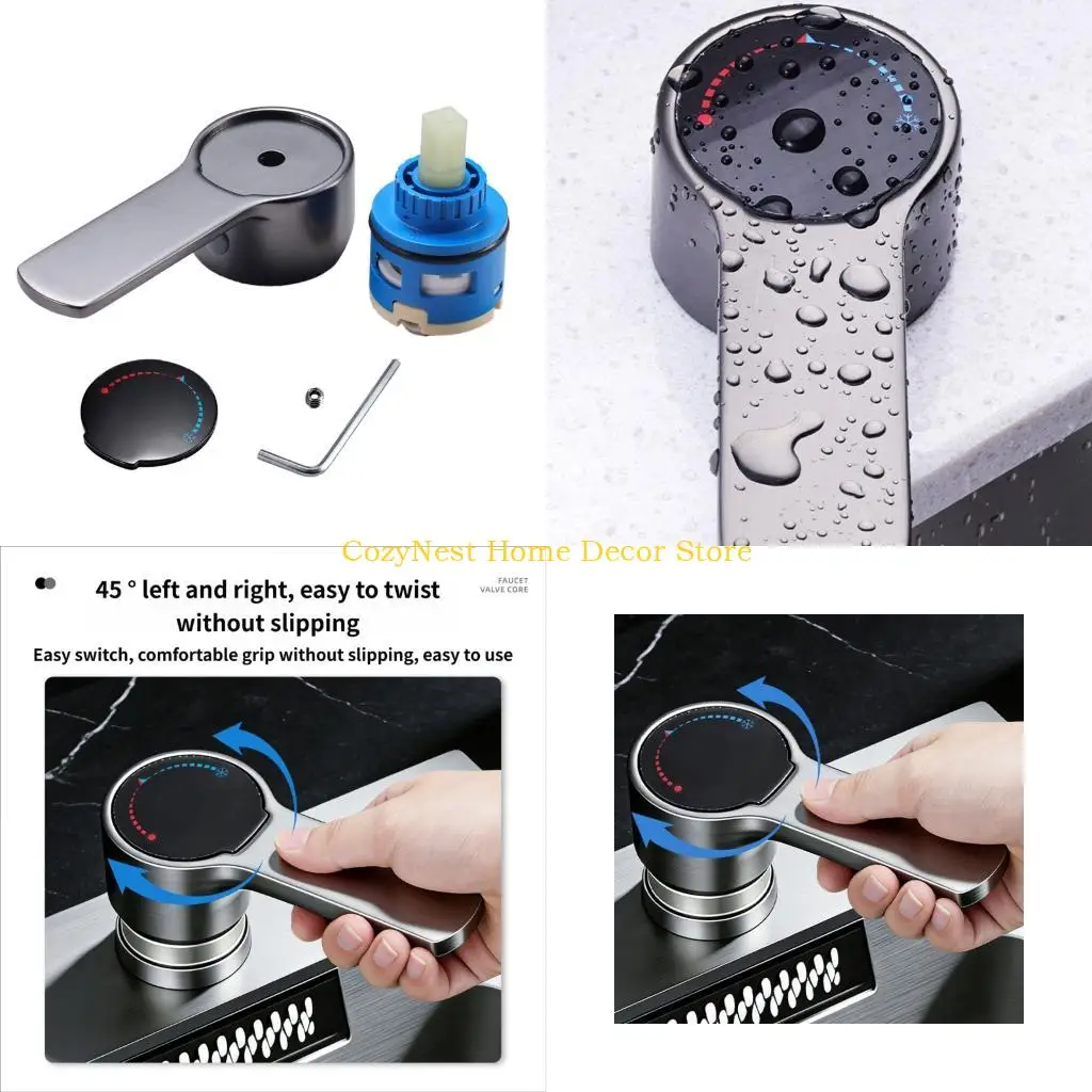 

92MF Faucet Handle Dish Basins Shower Switches Dials Hot Cold Water Tap Replacement Cover Pressure Balance Faucet Hardware