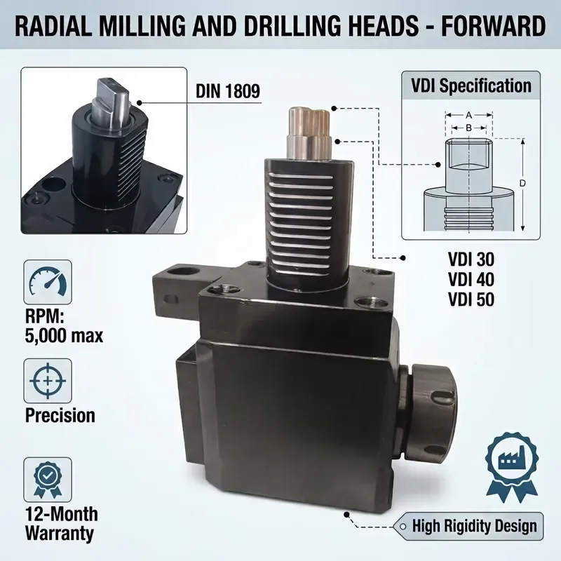 Precision 90° 0° Live Tool Holder Axial Radial VDI40 VDI30 VDI Driven Tooling Turning Milling Cnc Lathe Metal Machining