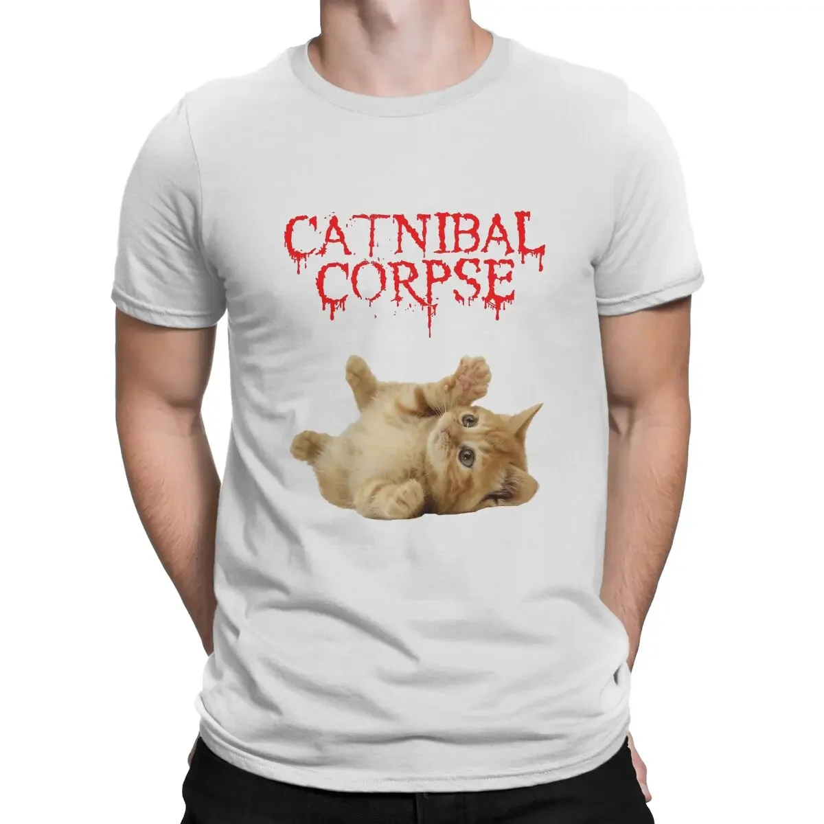 Catnibal Corpse Essential Distinctive T Shirt Harajuku Sweatshirts Hipster Heavy Mental Cat Meme Man TShirt streetwear Cotton