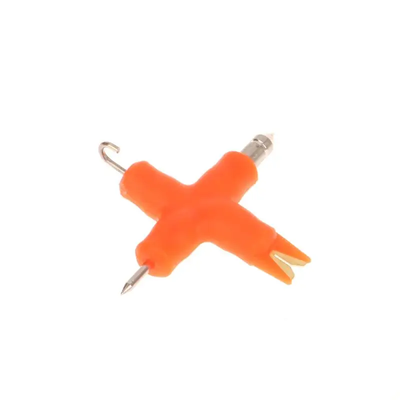 HUA صيد سمك الشبوط 4 في 1 المغلفة جديلة متجرد تلاعب أداة مجتذب خط أداة متعددة الأغراض المحمولة عقدة أداة الصيد الملحقات