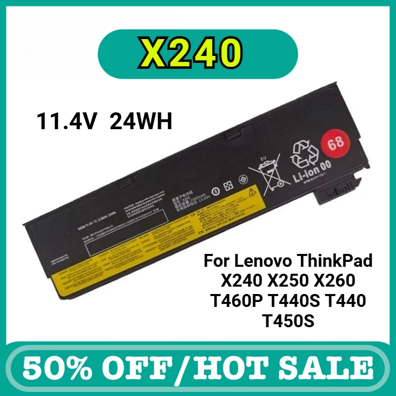 Bateria do portátil x240 para lenovo thinkpad x240 t440s t440 x250 t450s x260 s440 s540 l450 l470 45n1130 45n1131