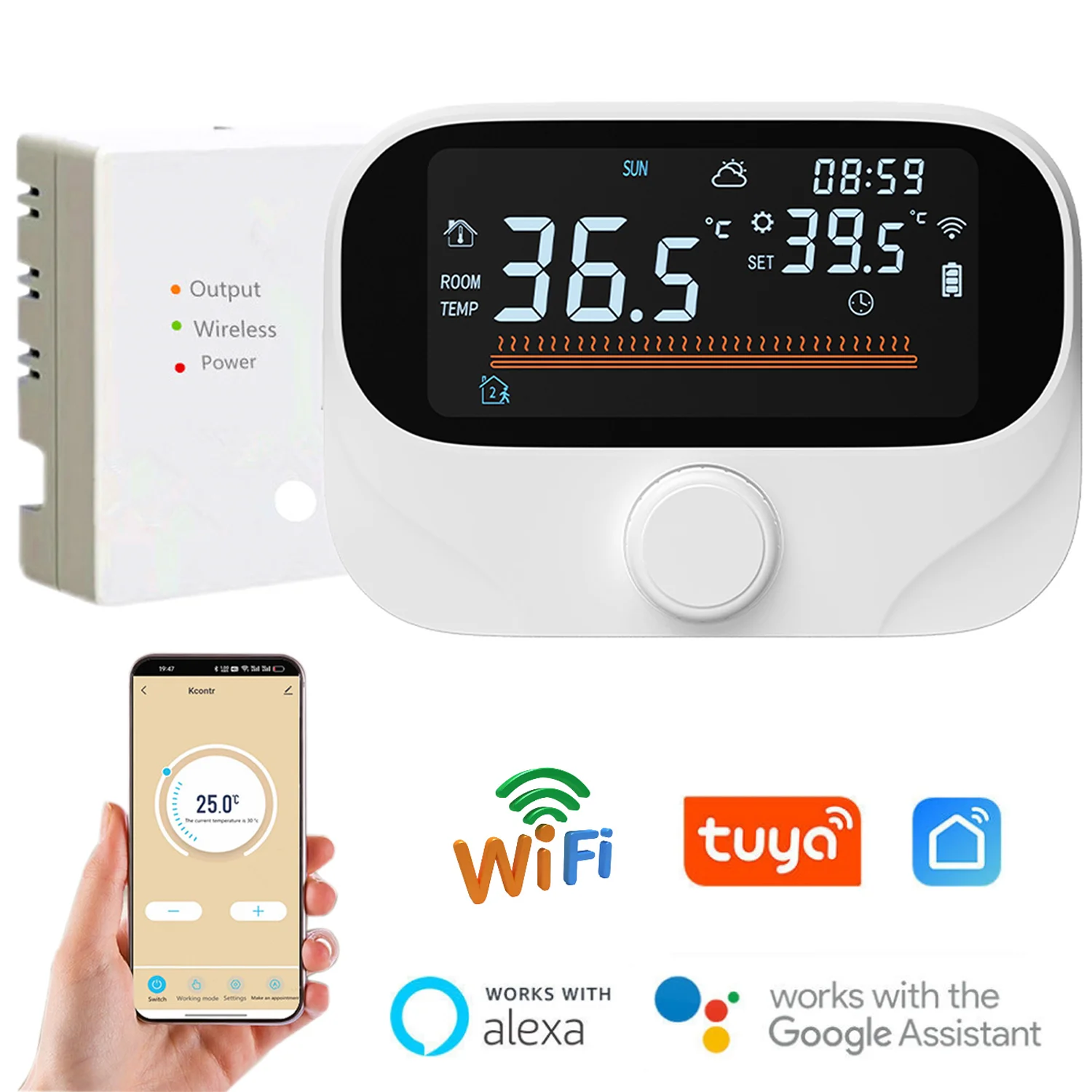 Smart Wifi Heating Thermostat Home Room Wireless Boiler Heater Thermostat RF Battery Gas Boiler Water Temperature Controller