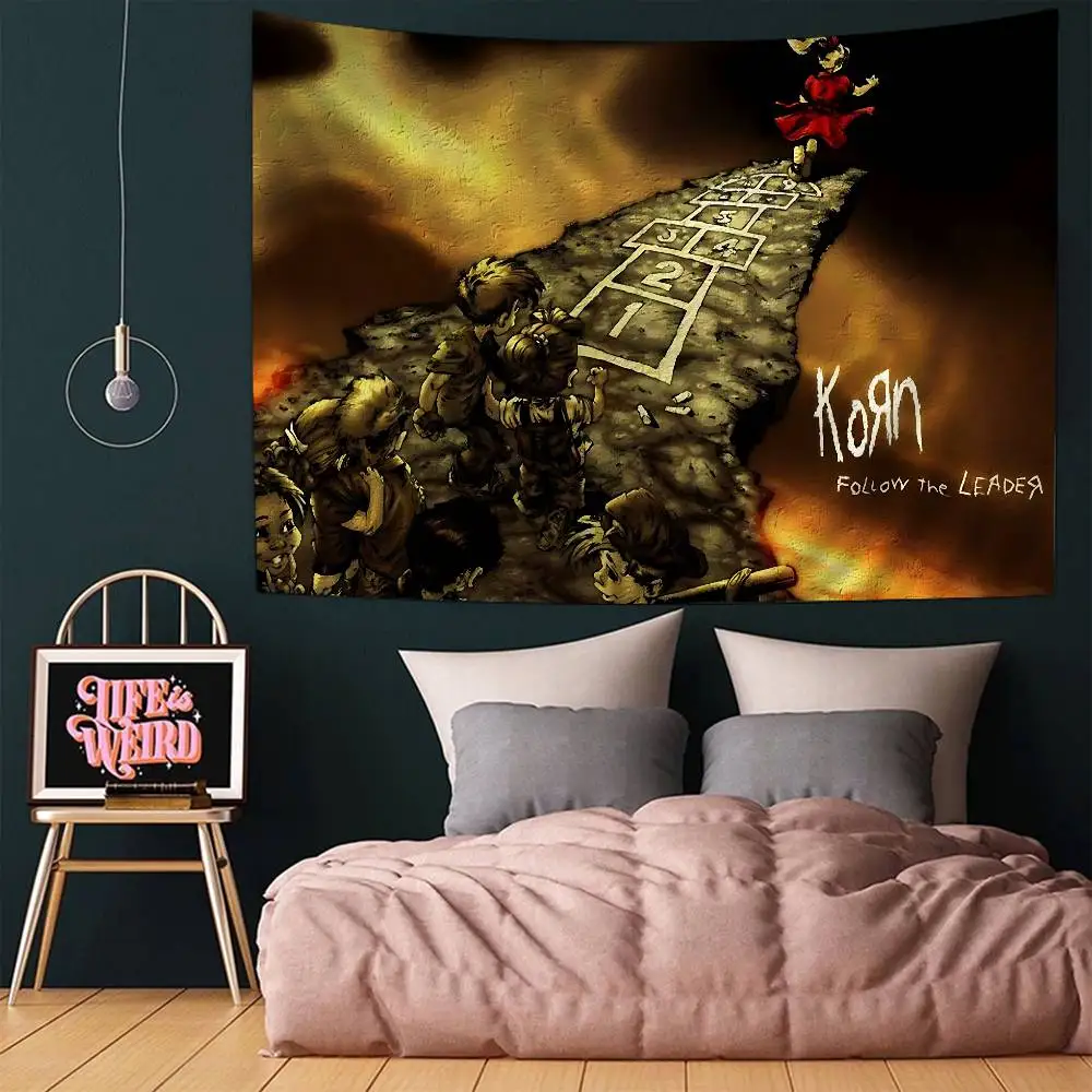 K-Korn Rock Band Anime Tapestry Hanging Tarot Hippie Wall Rugs Dorm Home Decor