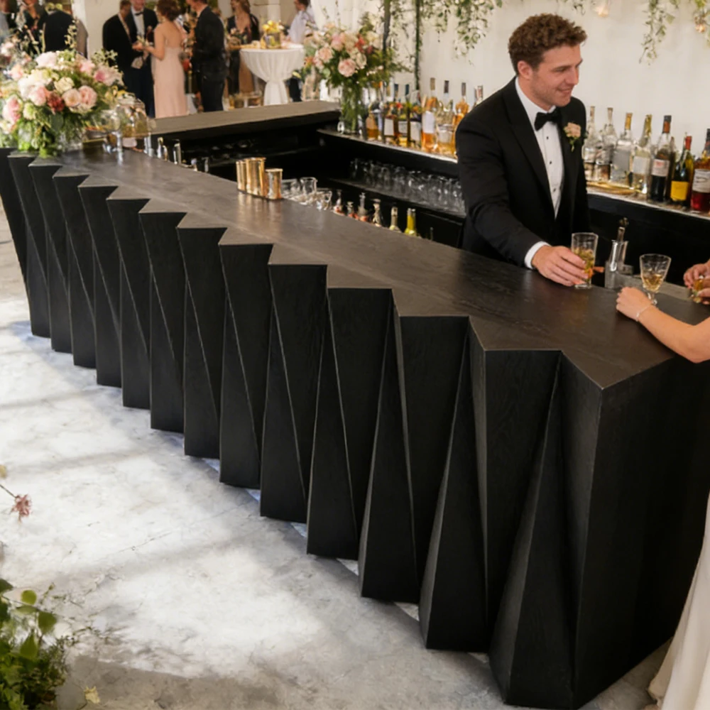 2026 Contemporary New Design Solid Wood Frame Party Rental Wedding Event Rectangle bar Counter