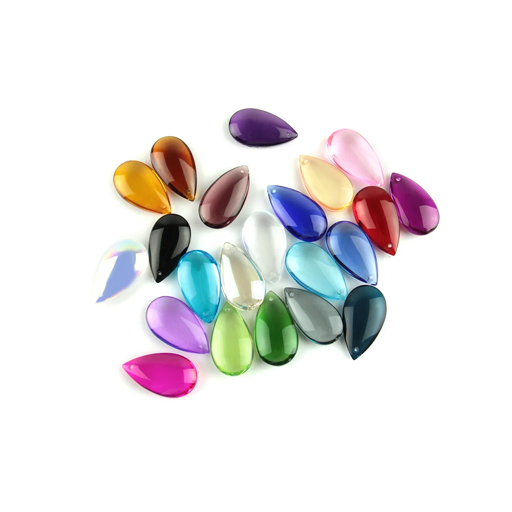 38mm Colors Crystal Waterdrop Beads Glass Charm Lighting Pendant Tear Drop Beads for DIY Jewelry Chandelier Parts Curtain Decor