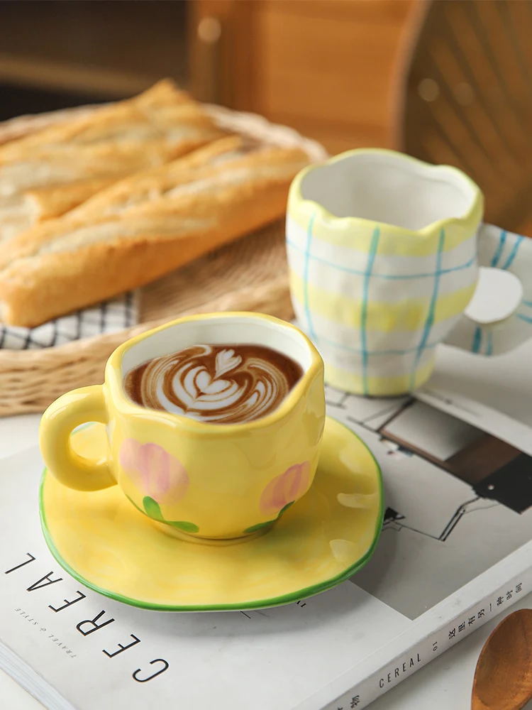 

Ceramic Coffee Cup High-grade Delicate Afternoon Tea Cup Children Born High Appearance Level Mug Coffee Cup Saucer Set