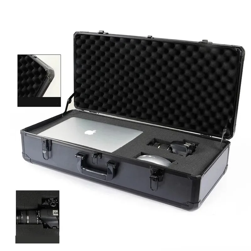 

Multi functional aluminum wheel toolbox, large mechanical storage box, waterproof lock, rigid toolbox