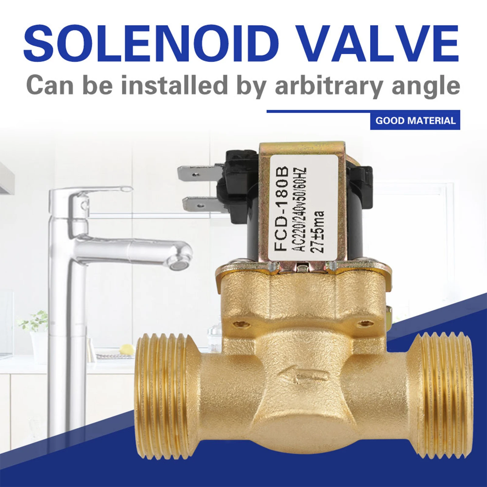 Normal Closed Solenoid Valve G3/4 2 Way Water Inlet N/C Normal Closed Pressure Electric Solenoid Valve AC 220V FCD‑180B