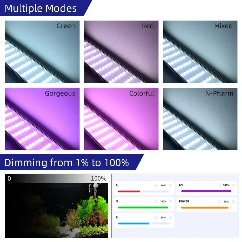 WEEK AQUA L Series APP Control Dimmer & Timer RRB+UVA Aquarium Lighting Planted Led Light