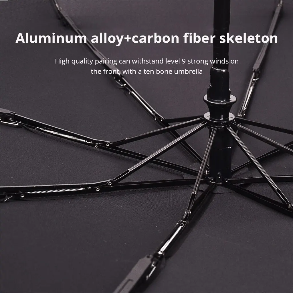 1PC Ten Bone Automatic Black Glue Folding rain umbrella Reinforcement and Thickening For Sun Protection