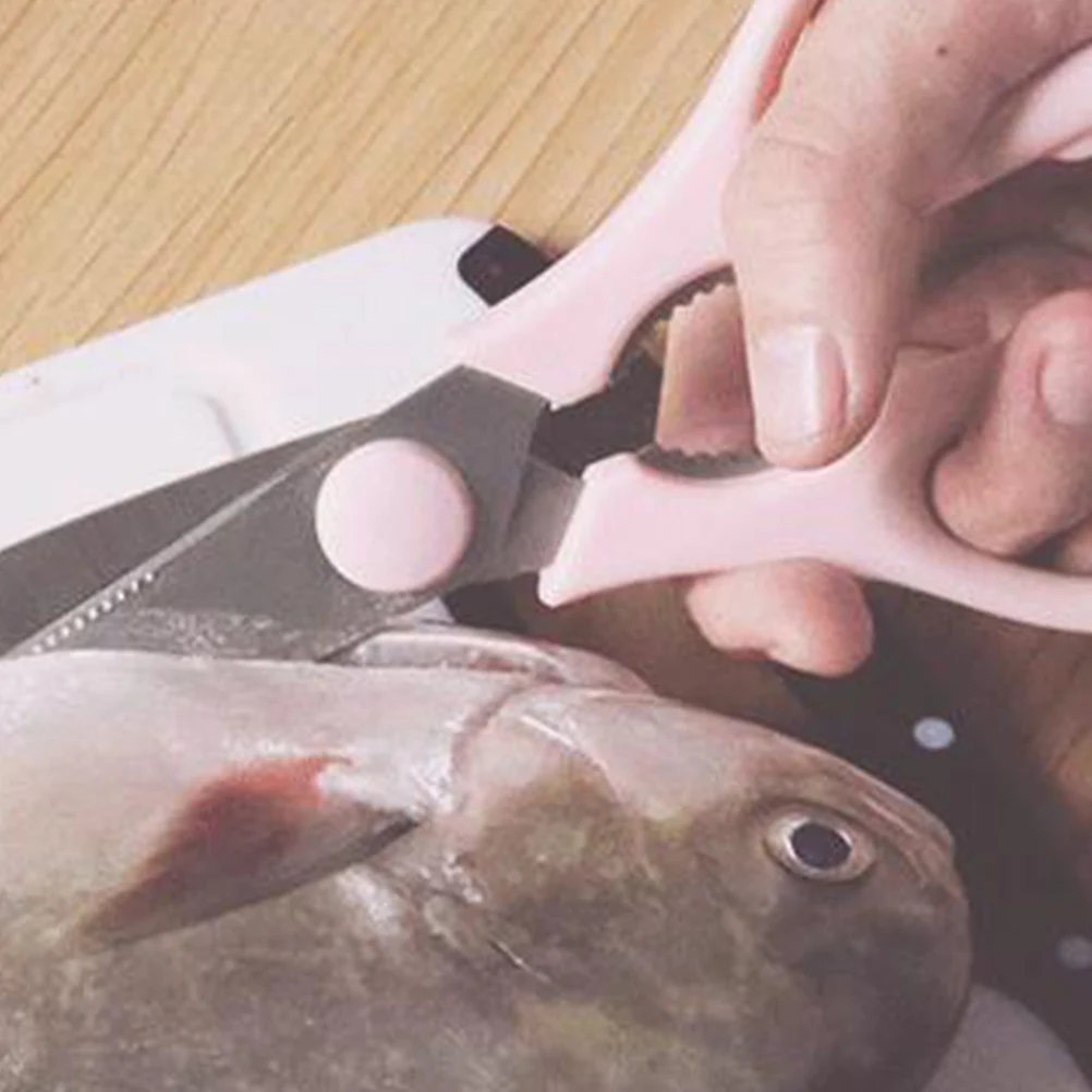 

Kitchen Scissors Stainless Steel Multi-Purpose Food Shears For Meat Vegetables Roast Jagged Handle Cutting Tool Pink