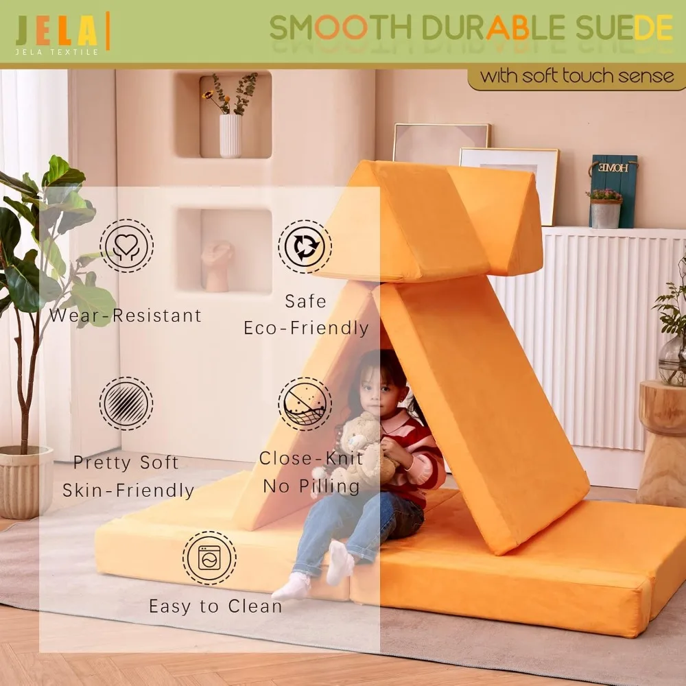 Sofá extendido para niños de tamaño familiar, juego de sofás modulares de 8 piezas para jugar y comodidad, ideal para niños pequeños y adultos