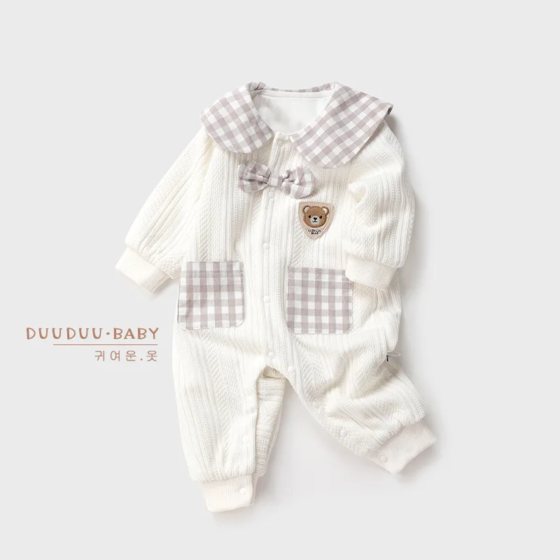 

Newborn Baby Girl Knitted Cotton Jumpsuit Spring Autumn Infant Toddler Babe Ribbed Long Sleeve Cute Outfit Onesies Bodysuits