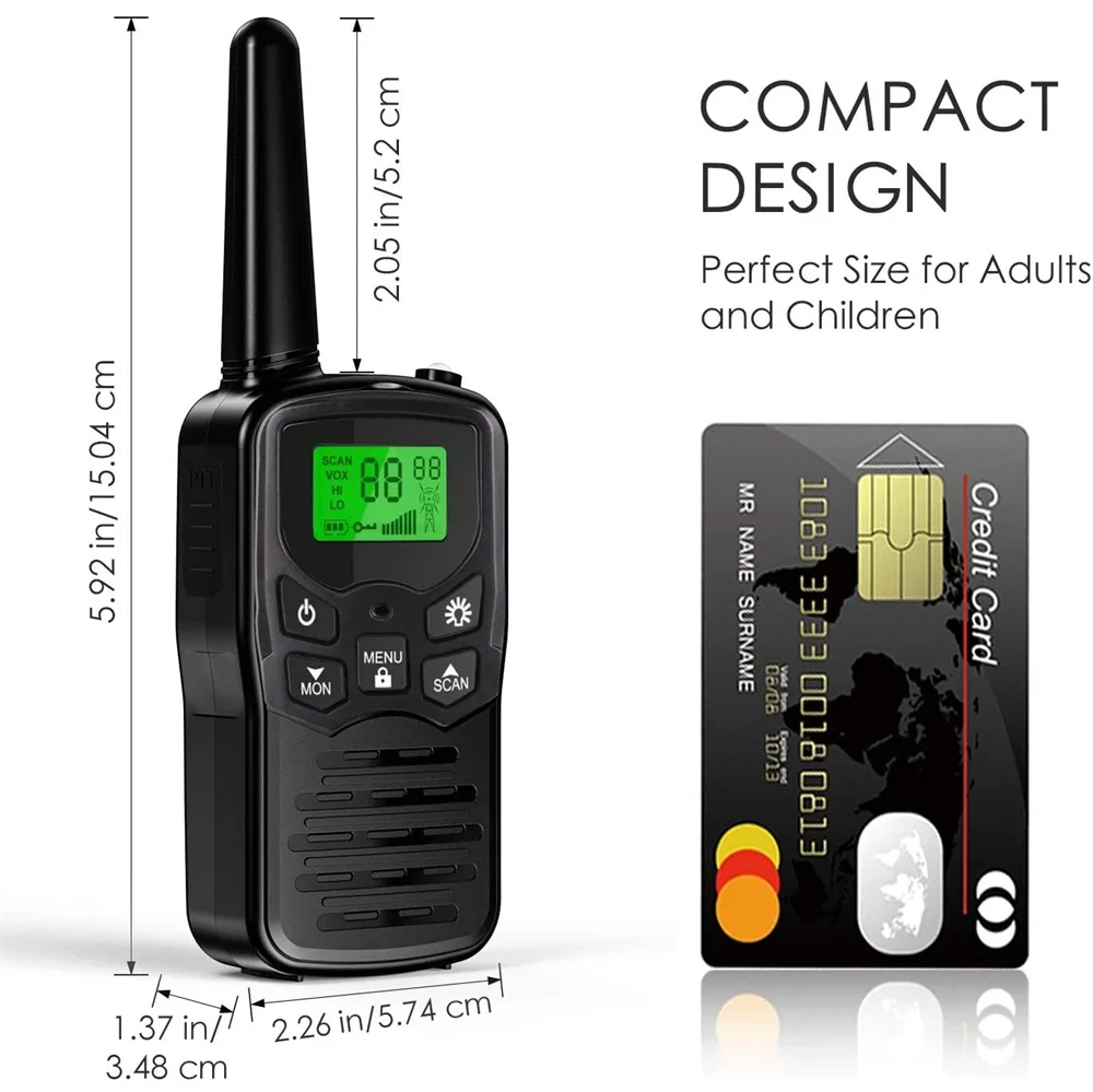 DUPILINK 2Pcs walkie talkies transceiver walkie-talkie 5 Miles 22CH VOX Flashlight LCD Two Way Radio portable radio transmitter