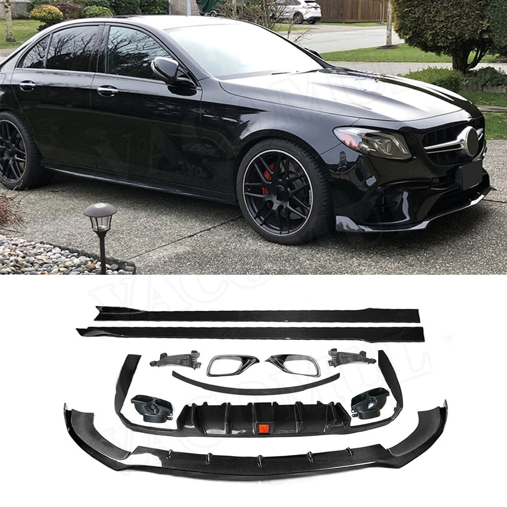 

Задний диффузор из углеродного волокна с выхлопным передним бампером, боковые юбки, опорные кронштейны заднего крыла для Benz W213 E63 AMG 2017+ FRP