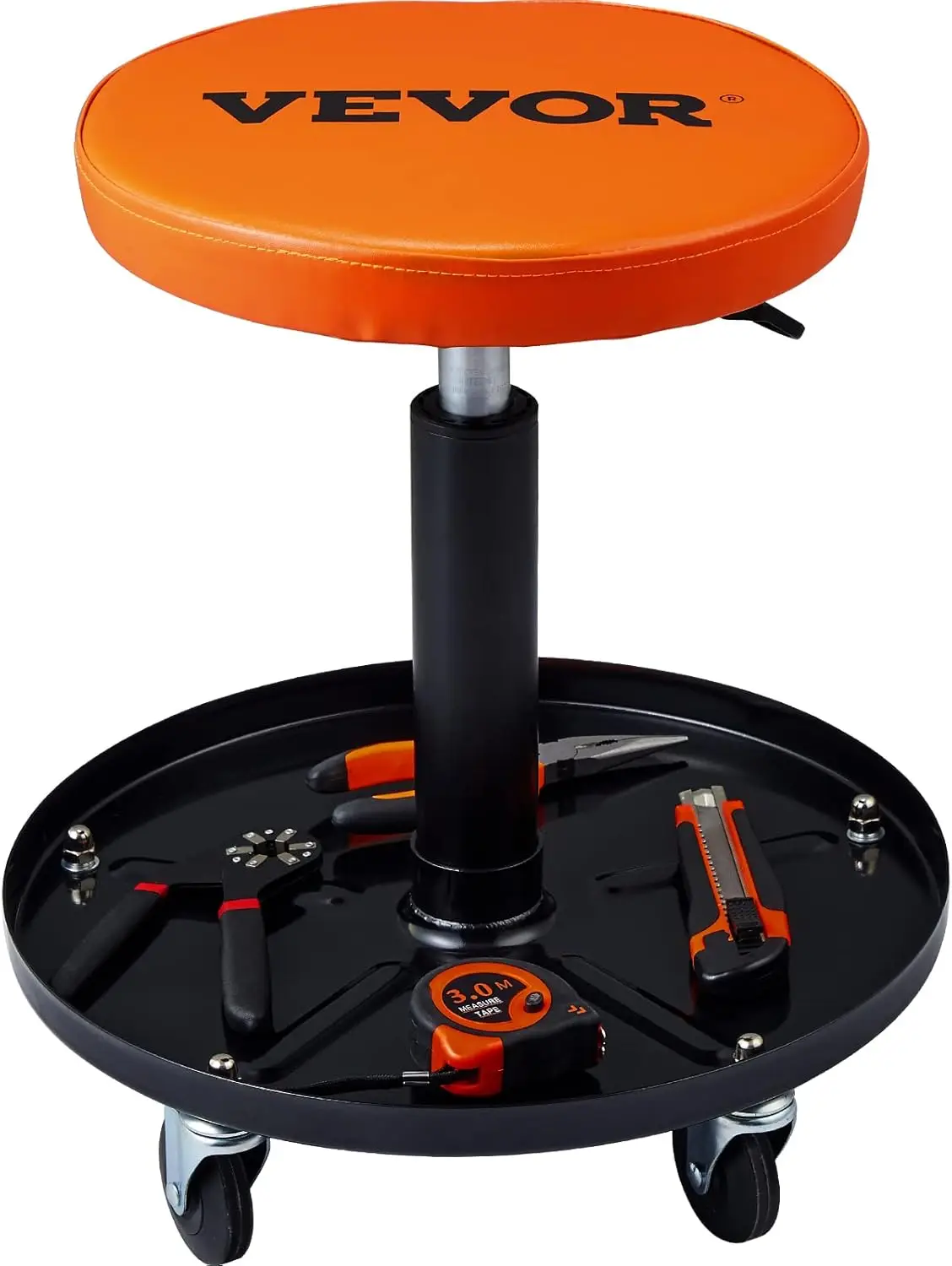 

Mechanic Stool, 250 LBS Rolling Pneumatic Creeper Garage/Shop Seat, Adjustable Height 16-22 inch in Padded Rolling Workshop