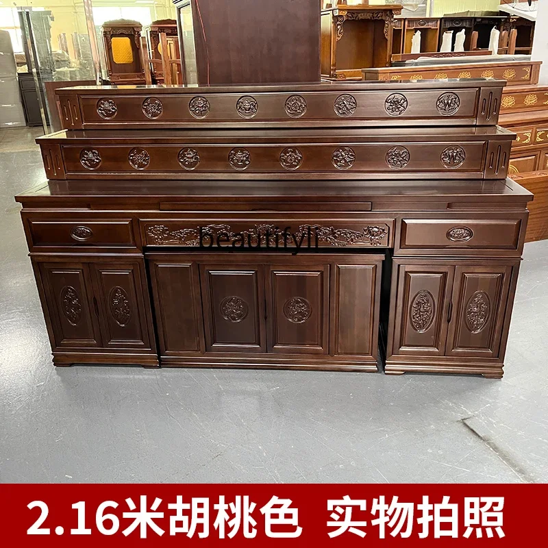 Offering table Solid wood incense case Household shrine Offering incense table on the shrine Three-layer offering table