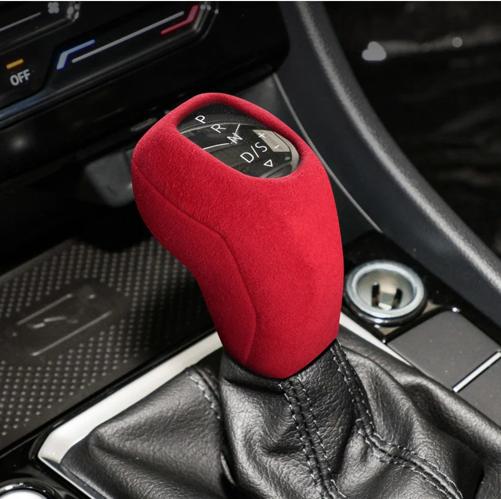 Car Interior Alcantara Suede Gear Stick Shift  Cover For PASSAT T-CROSS SAGITAR TAYRON TACQUA 2019 2020 2021 2022 2023 2024