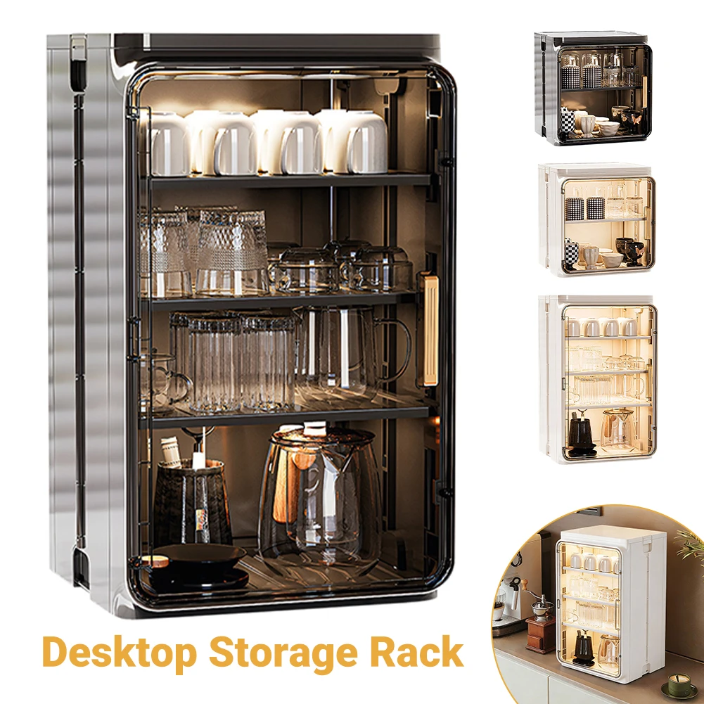 

Stackable Plastic Desktop Tea Set Display Rack Large Capacity Desktop Storage Display Shelf for Bathroom Kitchen Home Use