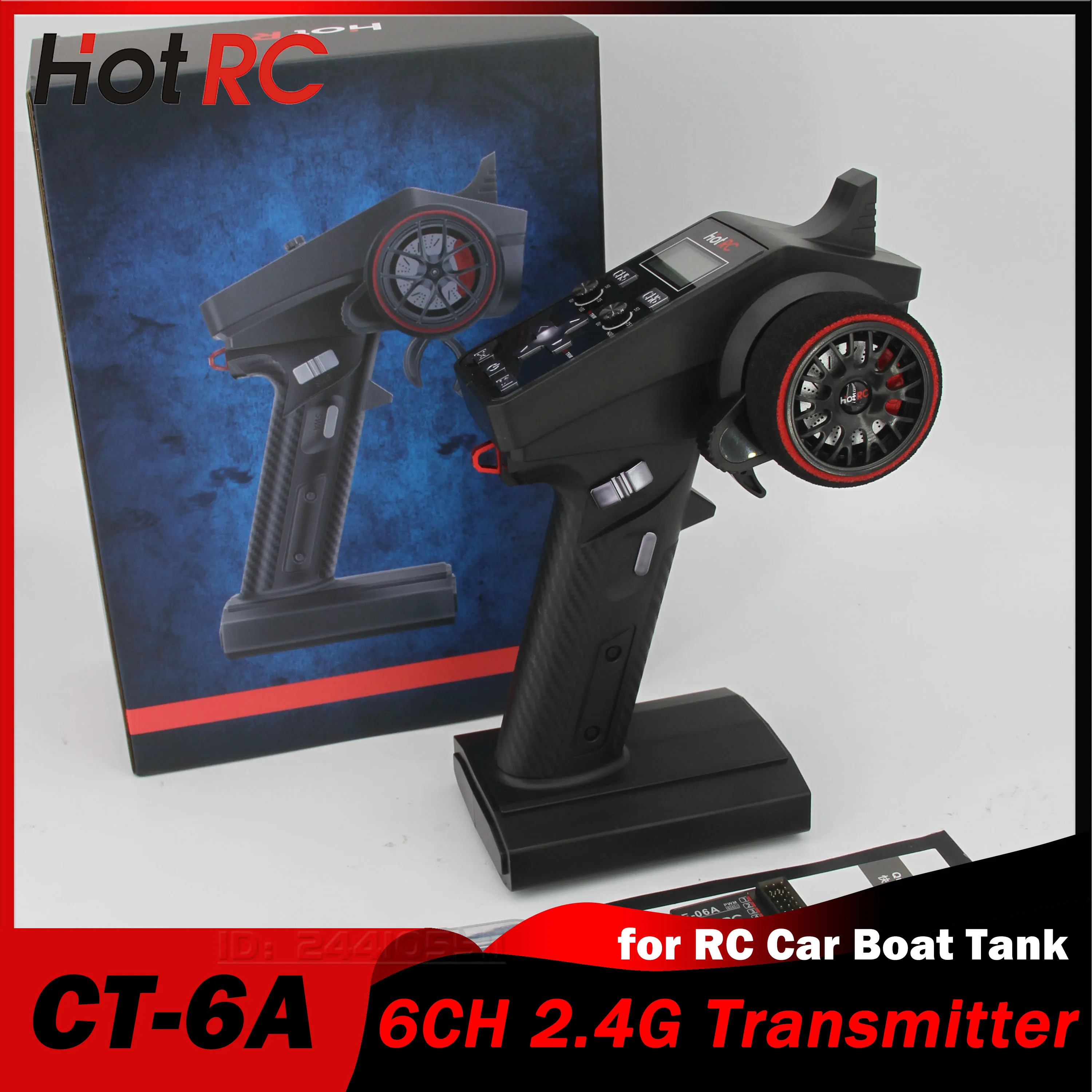 HotRC CT-6A 6CH 2.4G Transmitter Remote Control F-06A Receiver 4-9V Radio System for RC Model Car Boat Tank Crawler TRX4 SCX10
