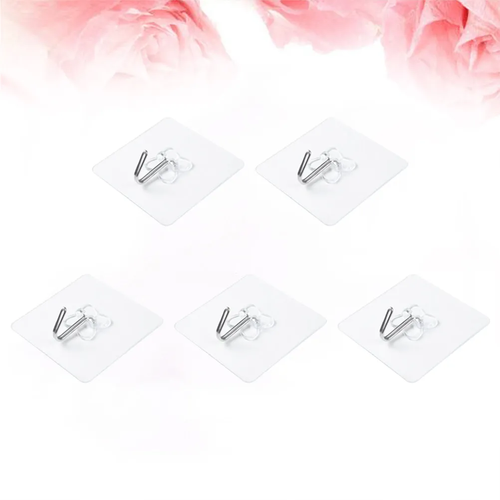 20 PCS Hook Clear Wall Hooks Seamless Adhesive Transparent No-trace Invisible Hanging
