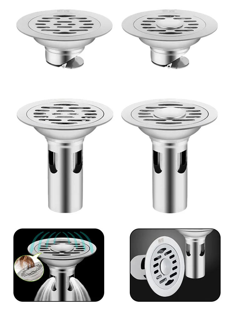 

10cm Floor Drain Stainless Steel Floor Drain Deant Shower Water Filter Cover Quick-drainage Tool Bathroom Washbasin Accessories
