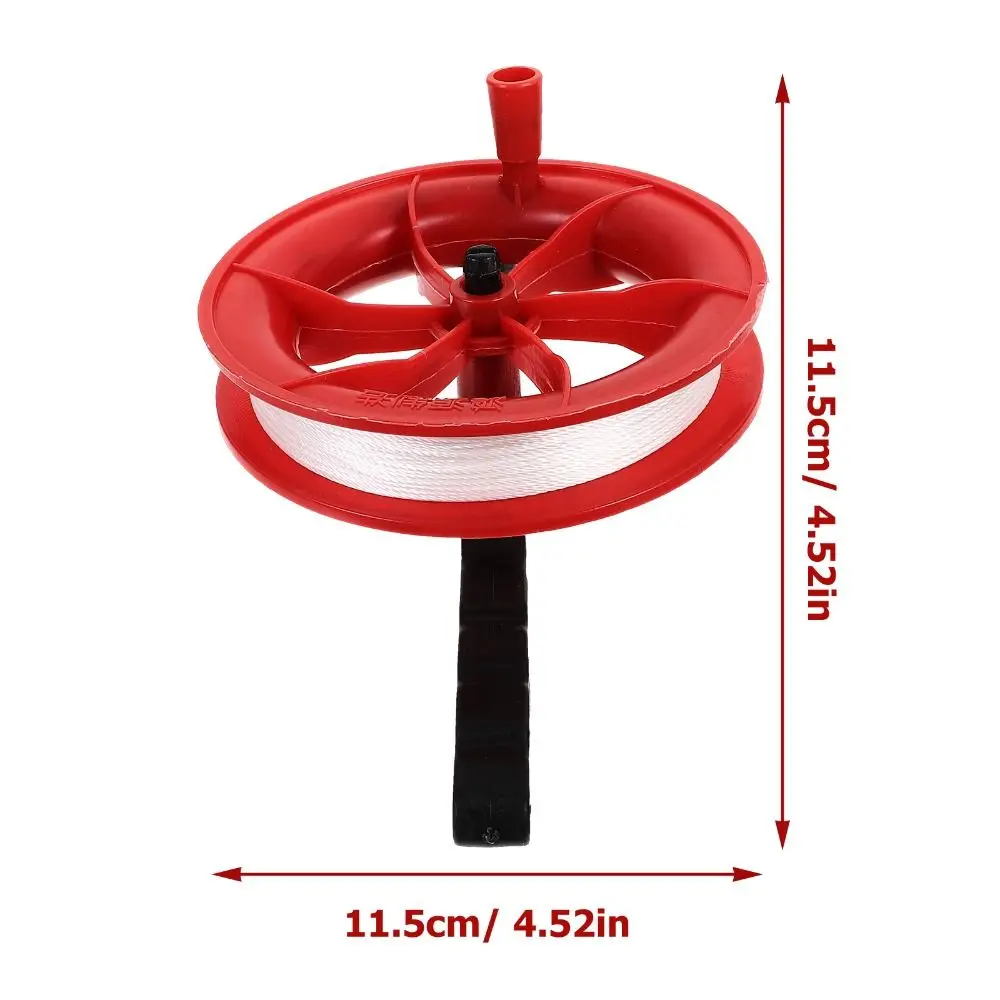 Linha de kite voador de plástico portátil, 2 peças, vermelho + preto, acessórios de kite, corda com carretel, alça de kite