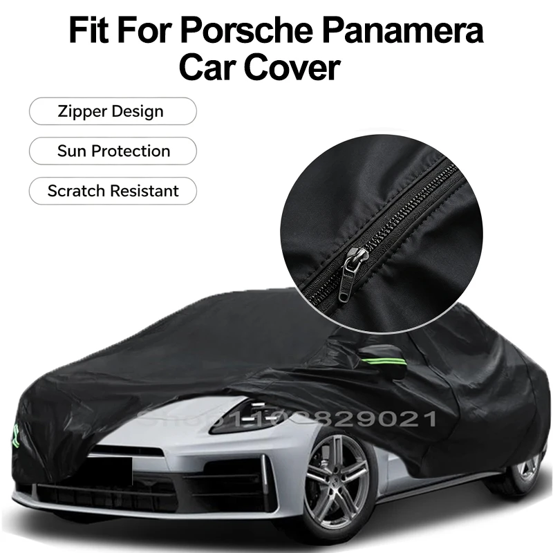 Zipper Door Waterproof Car Cover For Porsche Panamera Windproof Dustproof UV Protection All Weather Auto Protector