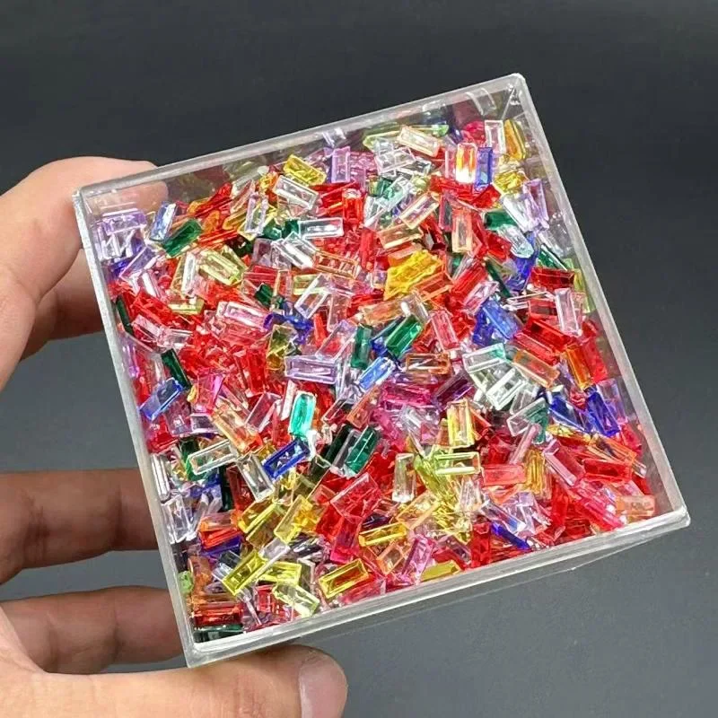 Bulk 20-500g 3*7mm Transparent or Cream-Colored Acrylic Long Rhinestones Ice Bar Shape for Jewelry Nail Slime Handmade Ball Deco
